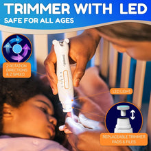 Load image into Gallery viewer, Baby Nail Trimmer Electric Kit - Baby Nail Clippers File w/ Led Light for Newborn, Infant, Toddler, Kids - Baby Manicure Fingernail Care Set w/ Scissors - Baby Essentials Must Haves Grinder Cutter