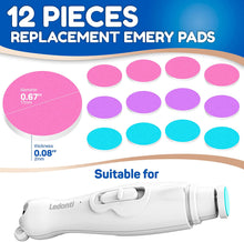 Load image into Gallery viewer, Ledonti Baby Nail Trimmer Replacement Pads - 12 Pcs - Grinding Heads Polish Disc for Electric Nail File Clippers and Cutter Kit for Newborn, Infant, Toddler, Kids
