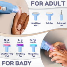 Load image into Gallery viewer, Rechargeable Baby Nail Trimmer - Baby Nail Clippers Electric w/Led Light for Newborn, Infant, Toddler, Kids - Baby Manicure Fingernail Care Set w/Scissors - Baby Essentials Must Haves Grinder Cutter
